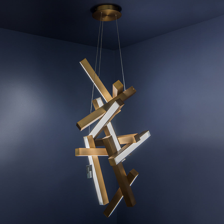 Chaos  LED Round Chandelier 3000K, Aged Brass, 49"
