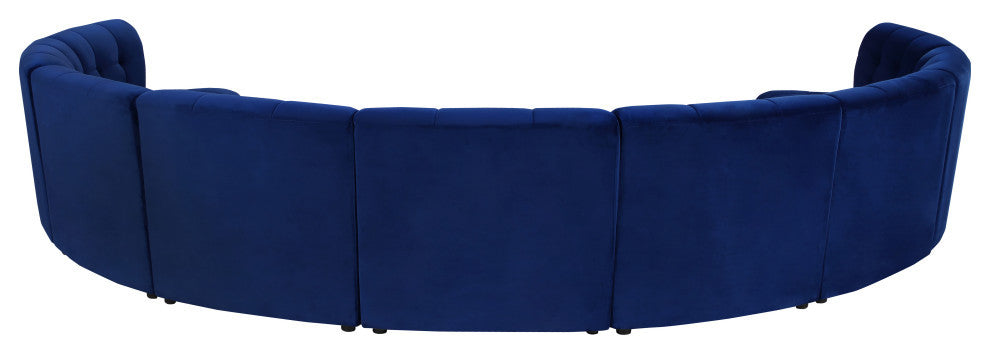 Limitless Velvet Upholstered 9-Piece Modular Sectional, Navy