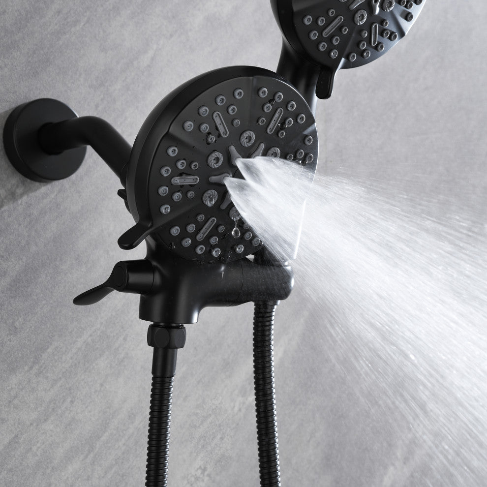 Multi Function Dual Shower Heads and Tub Faucet, With Tub Spout