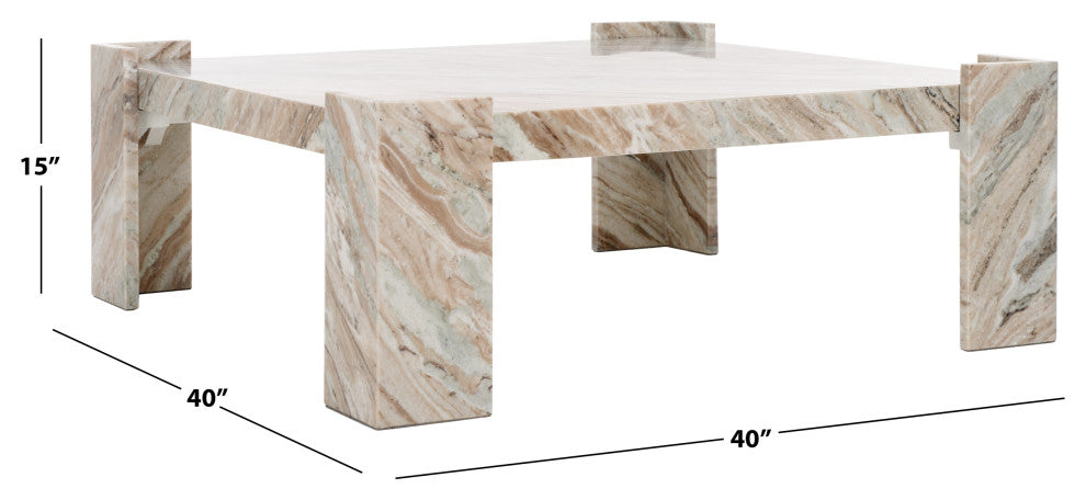 Safavieh Couture Catayana Marble Coffee Table, White/Brown