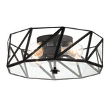 4 Light 15.94" Unique/Statement Geometric Flush Mount, Black