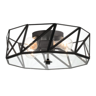 4 Light 15.94" Unique/Statement Geometric Flush Mount, Black