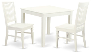 3 Pc Square Kitchen Table And 2 Hard Wood Chairs For Dining Room In White