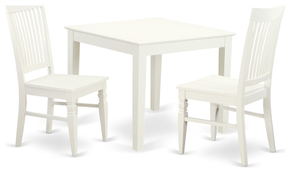 3 Pc Square Kitchen Table And 2 Hard Wood Chairs For Dining Room In White