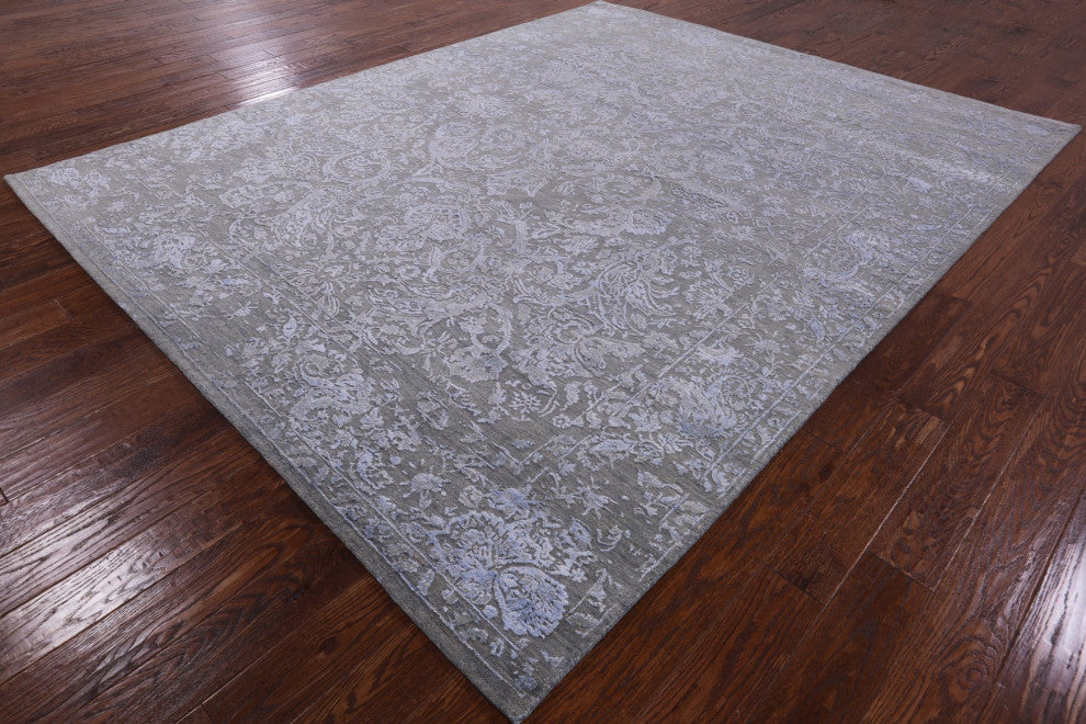 Hand Knotted Persian Wool and Silk Rug 8' 2" X 10' 3" Q6209