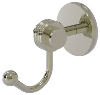 Satellite Orbit Two Robe Hook With Groovy Accents, Polished Nickel