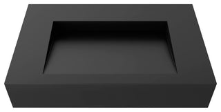 CastelloUSA Pyramid Solid Surface Wall Mounted Ramp Basin Sink, Black, 30", No Faucet Hole