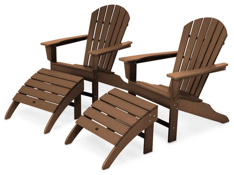 Polywood South Beach 4-Piece Adirondack Set, Teak