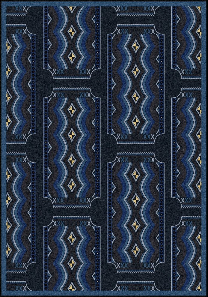 Any Day Matinee Rug, Deco Ticket, Blue, 7'8"x10'9"