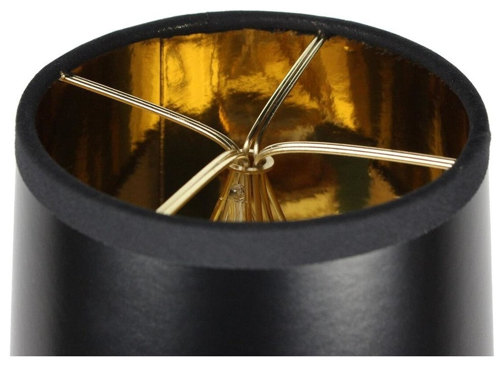 5"x6"x5" Parchment GoldLined Drum Lampshade, Black Parchment