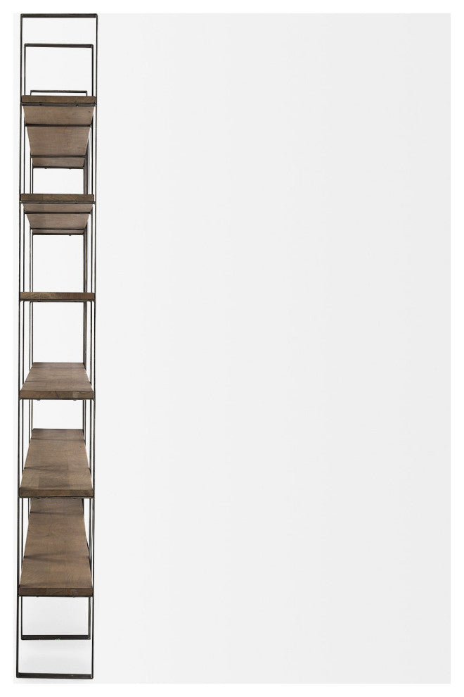 Silver Iron Framed Wooden Shelving Unit