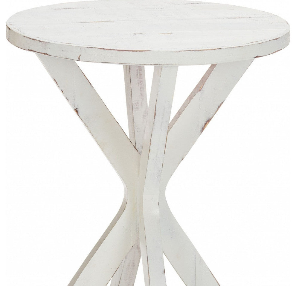 Rustic Modern White RoundxBase End Table