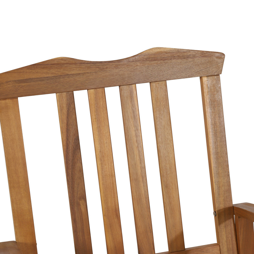 Kessler Outdoor Acacia Wood Rocking Chair With Cushion, Teak and Beige
