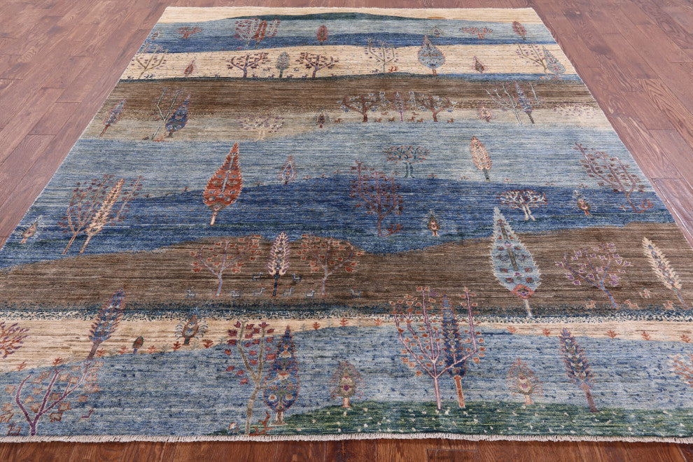 7' 11" X 9' 6" Persian Gabbeh Tribal Hand-Knotted Rug Q8074