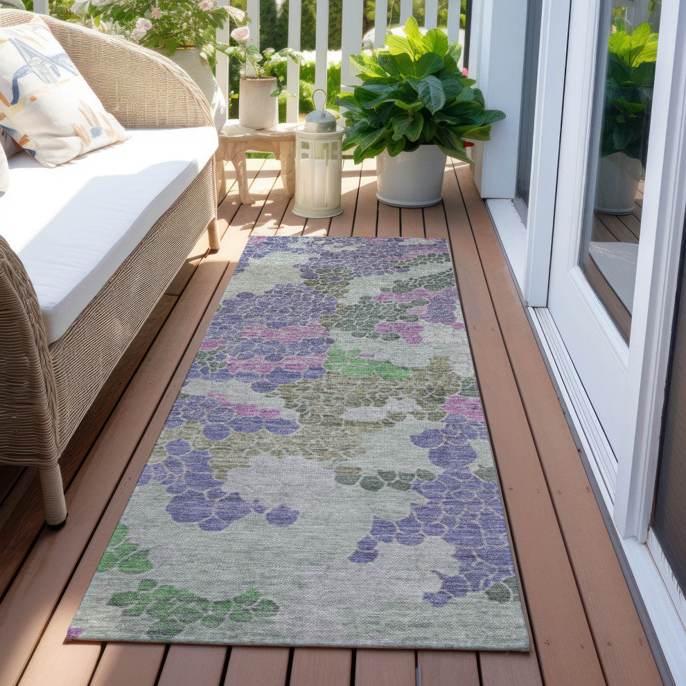 Machine Washable Indoor/Outdoor Chantille ACN1906 Purple 2'3" x 7'6" Runner Rug
