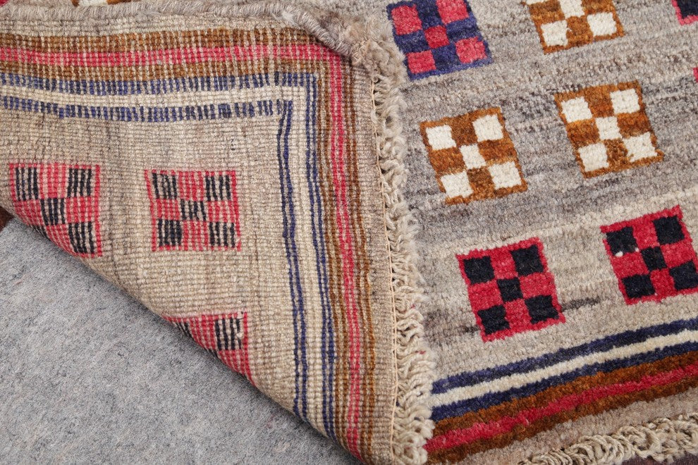 Consigned, Oriental Gabbeh Persian Design Hand-Knotted Area Rug, Gray, 5'0"X3'3"