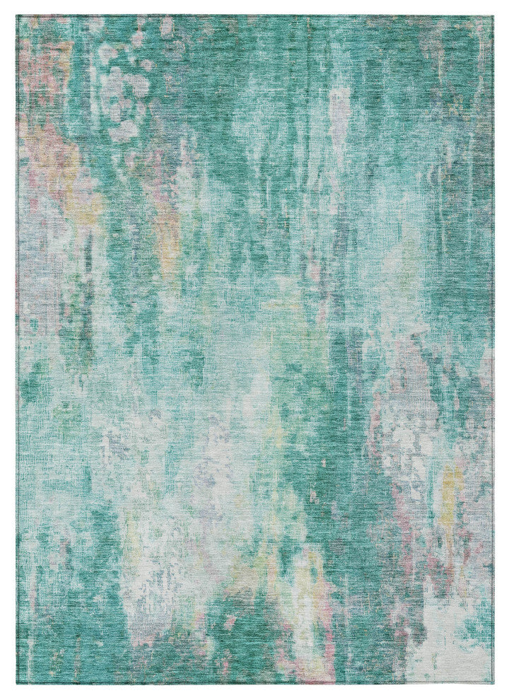 Machine Washable Indoor/Outdoor Chantille ACN1640 Teal 10' x 14' Rug