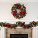 9' Artificial Christmas Garland With Lights Red Magnolia