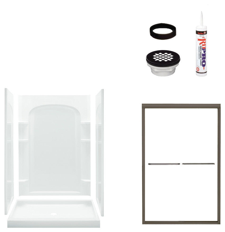 Sterling  Ensemble 75x34x48 Alcove Shower Kit, Clear Glass, Bronze