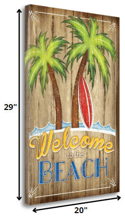 20" Faux Wooden Beach Signboard Giclee Wrap Canvas Wall Art