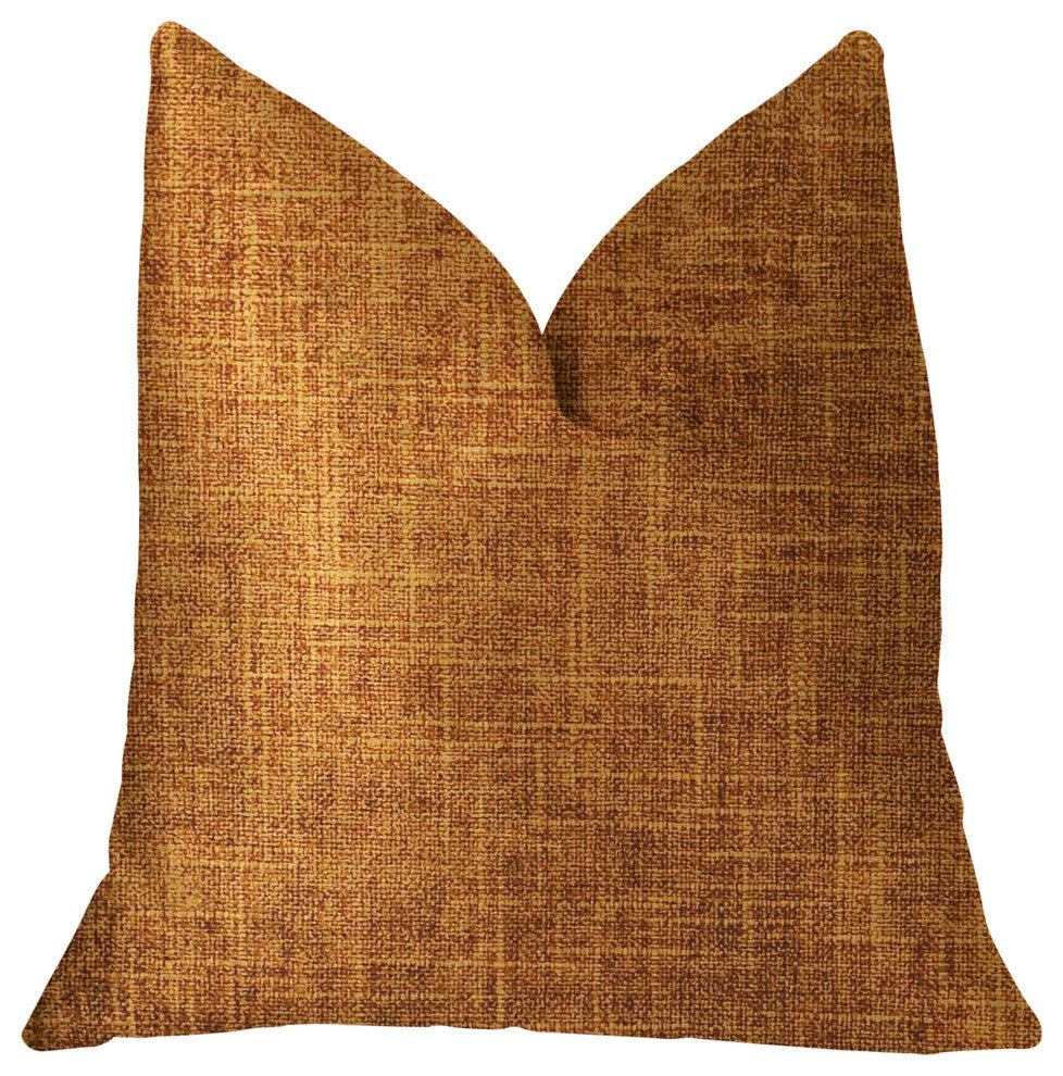 Marmalade Brown and Gold Luxury Throw Pillow, 20"x20"