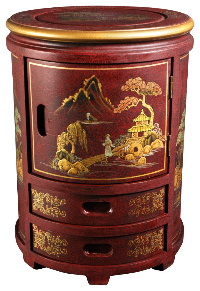 Japanese Stool, Red Landscape
