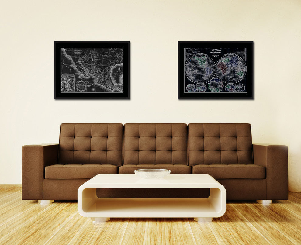 Mexico Vintage Monochrome Map Canvas, 16"x21"