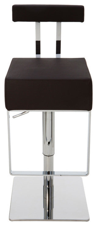 Aria Adjustable Leather Barstool, Brown
