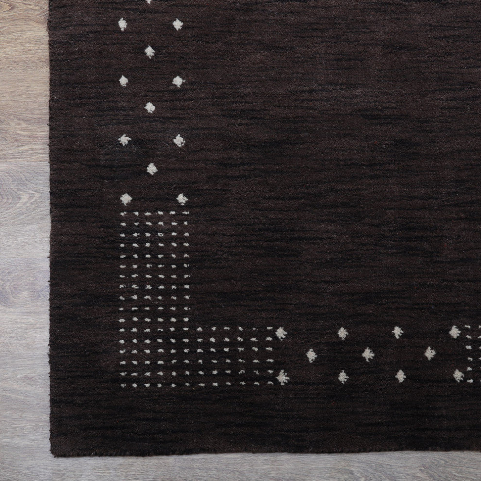 HAND KNOTTED LOOM WOOL ECO-FRIENDLY AREA RUGS - Rectangle, Brown, Contemporary
