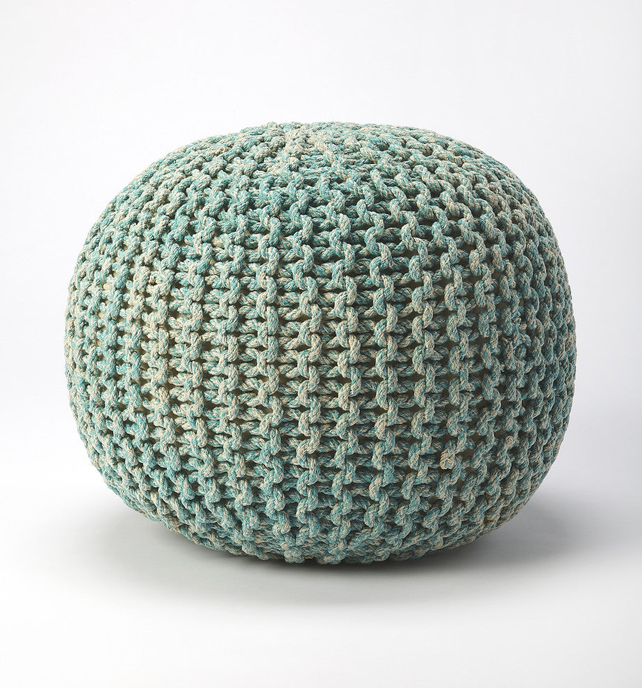 Butler Pincushion Woven Pouffe, Green