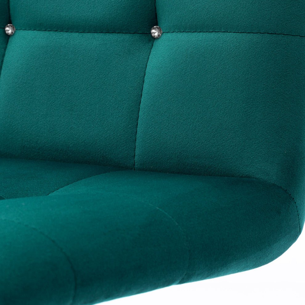 Rhinestone Square Tufted Desk Chair, Atrovirens-Velvet