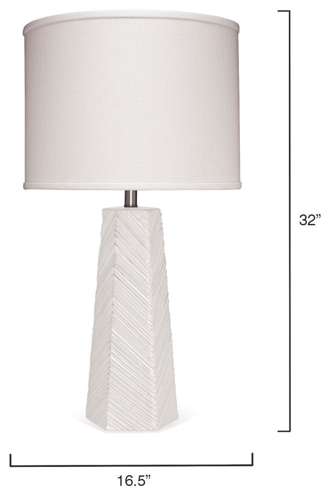 High Rise Table Lamp, Cream Ceramic With Drum Shade, Off White Linen
