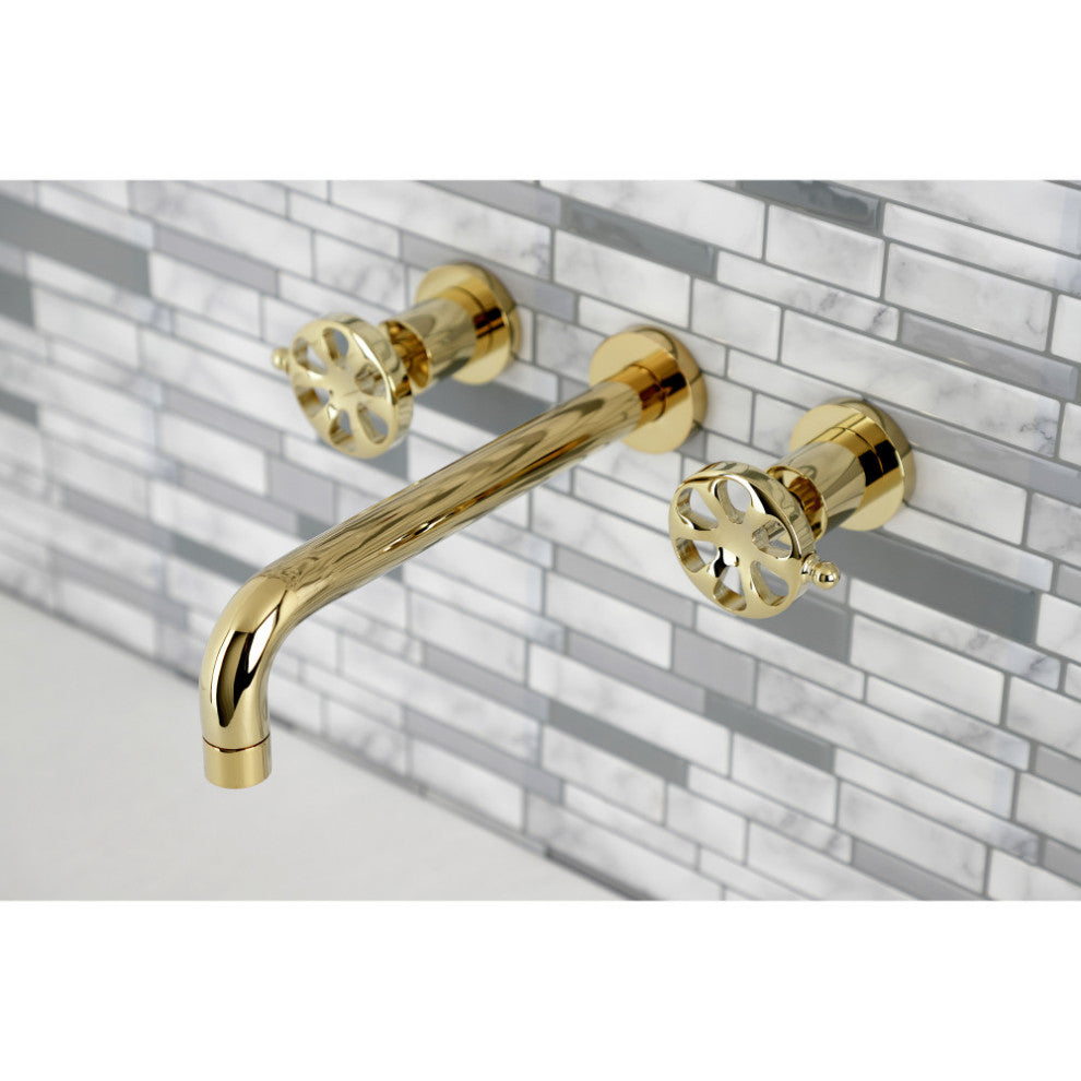 KS8022RX Two-Handle Wall Mount Tub Faucet, Polished Brass