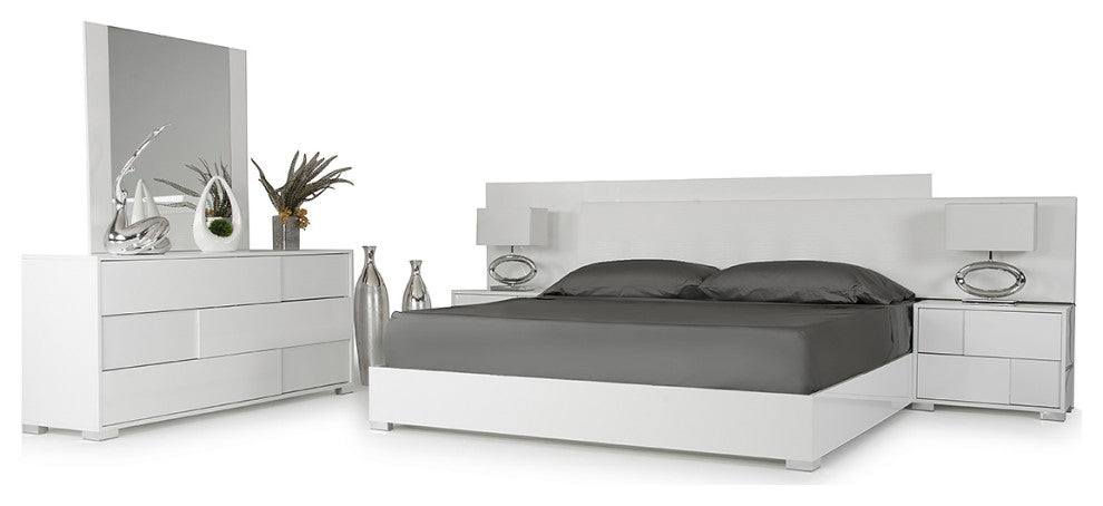 HomeRoots 46" White MDF and Steel Queen Bed