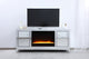 60" Mirrored TV Stand, Crystal Design Fireplace Insert