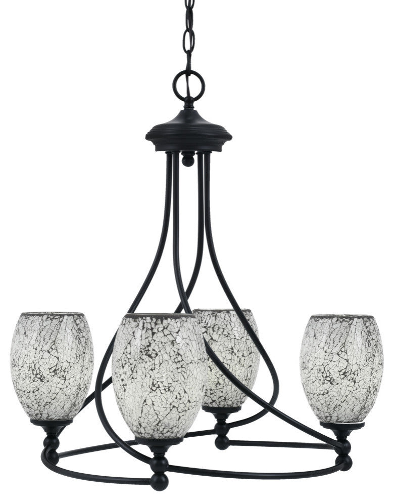 Capri 4-Light Chandelier, Matte Black/Black Fusion