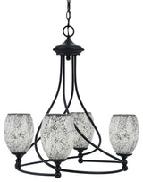 Capri 4-Light Chandelier, Matte Black/Black Fusion