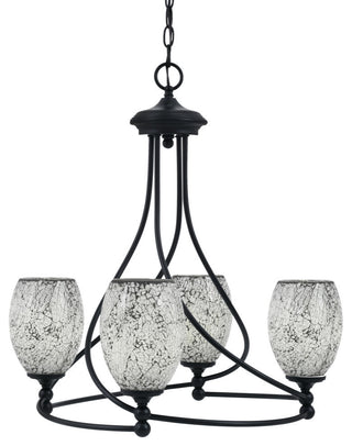 Capri 4-Light Chandelier, Matte Black/Black Fusion