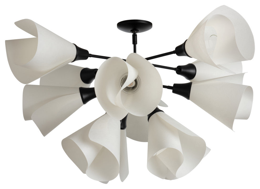 Mobius 12-Light Semi-Flush, Black Finish, Spun Frost Shade