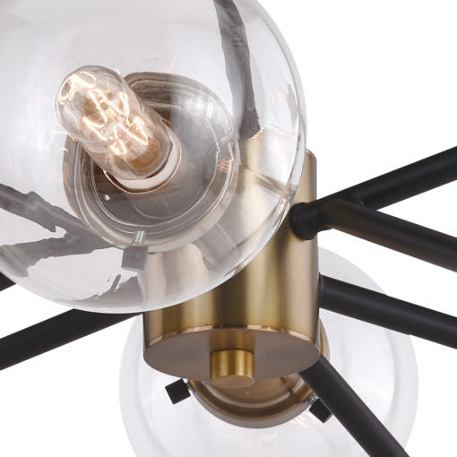 Orbit 30" 9-Light Semi-Flush Mount Muted Brass And Oil Rubbed Bronze