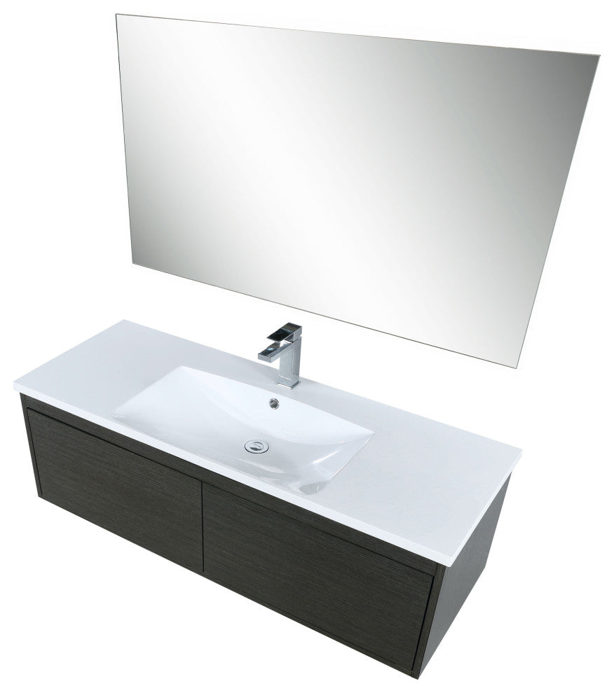 Sant 48 Iron Vanity, Acrylic Top With Sink, Gun Metal Faucet Set, 43 Mirror