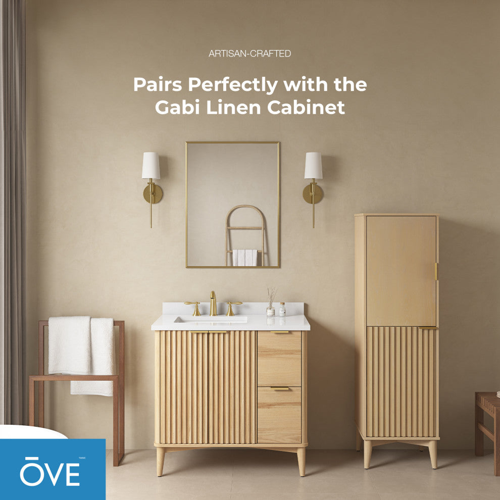 OVE Decors Gabi Single Sink Bathroom Vanity, Rustic Ash, 36", Single Sink
