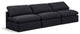 Indulge Upholstered Modular Sofa, Black, 3-Piece: 3 Armless Chair, Down Stuffed Linen Textured Fabric