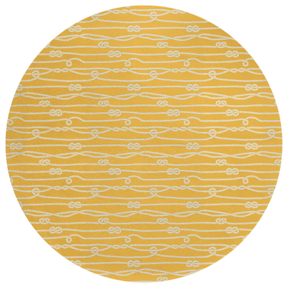 Indoor/Outdoor Harbor HA7 Gold Machine Washable 8' x 8' Round Rug