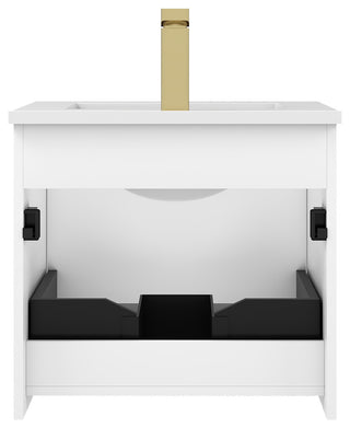 Floating Bathroom Vanity with Sink, Wall Mounted Vanity, White, 20'' W/ Sink