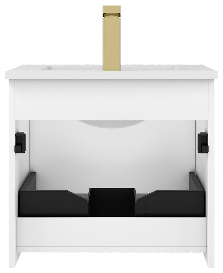 Floating Bathroom Vanity with Sink, Wall Mounted Vanity, White, 20'' W/ Sink