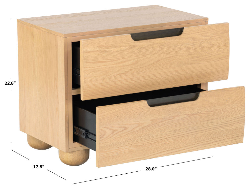 Safavieh Couture Beethoven 2 Drawer Nightstand, Natural