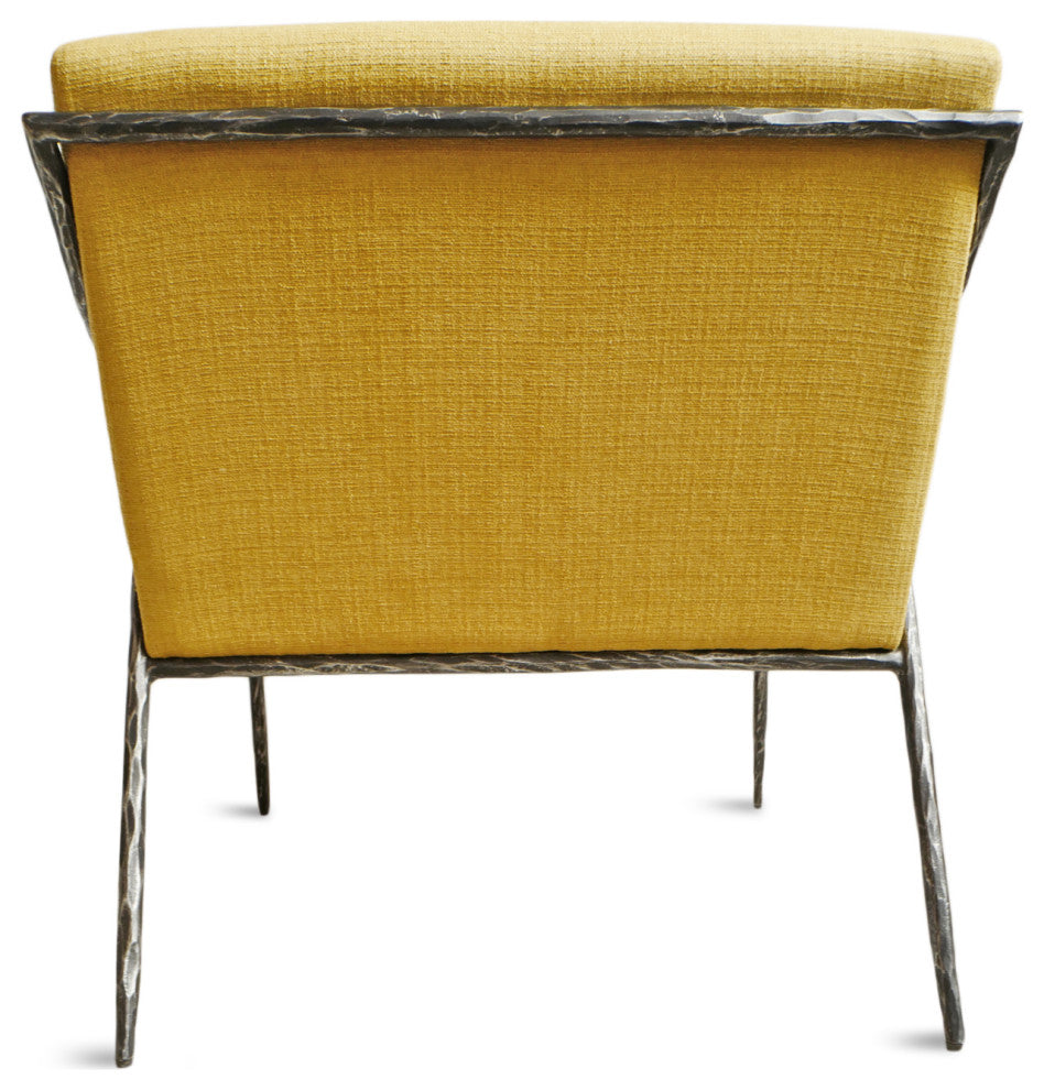 Modern Hammered Iron & Mustard Yellow Accent Chair