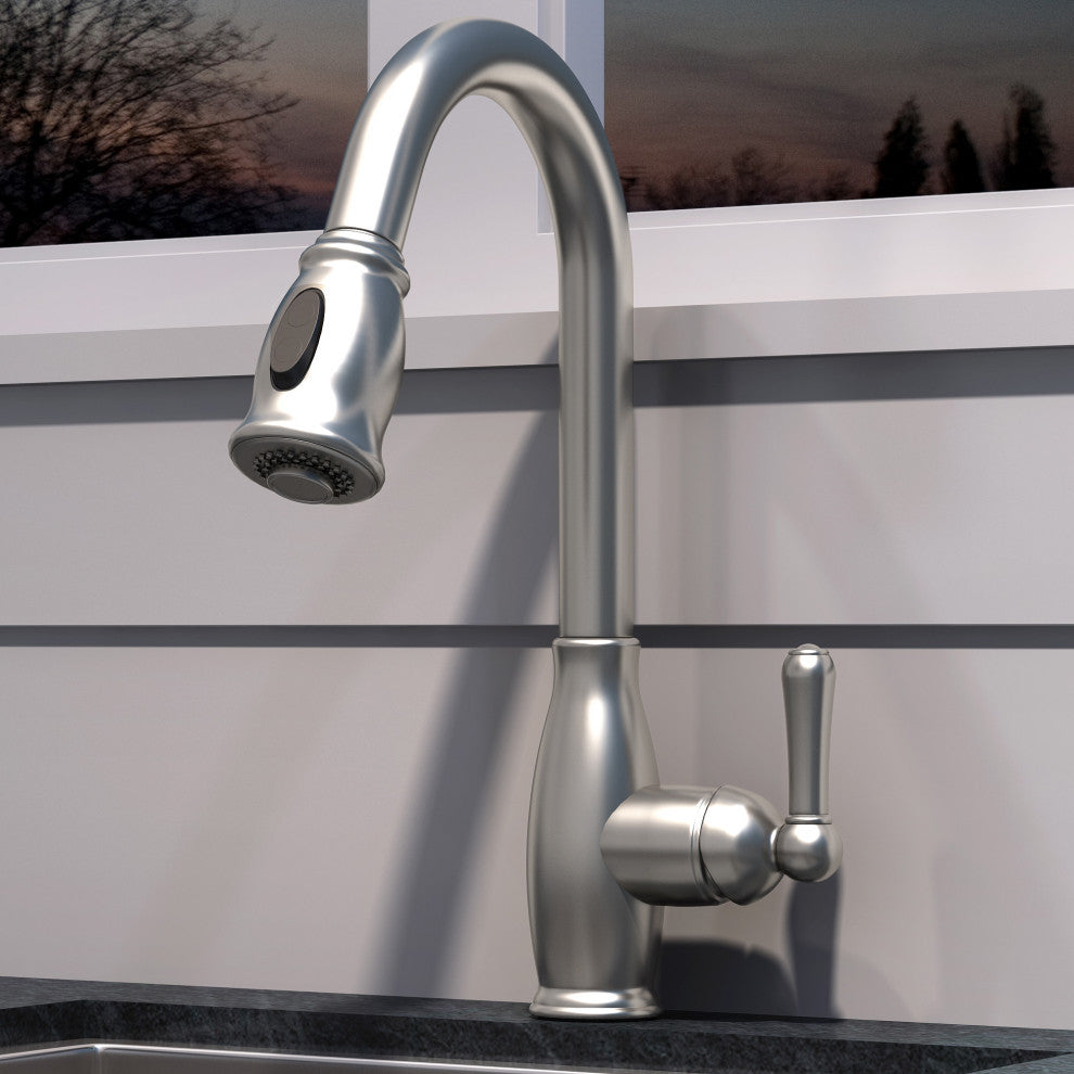 Accent Single Handle Pull-Down Kitchen Faucet, Pvd Brushed Nickel