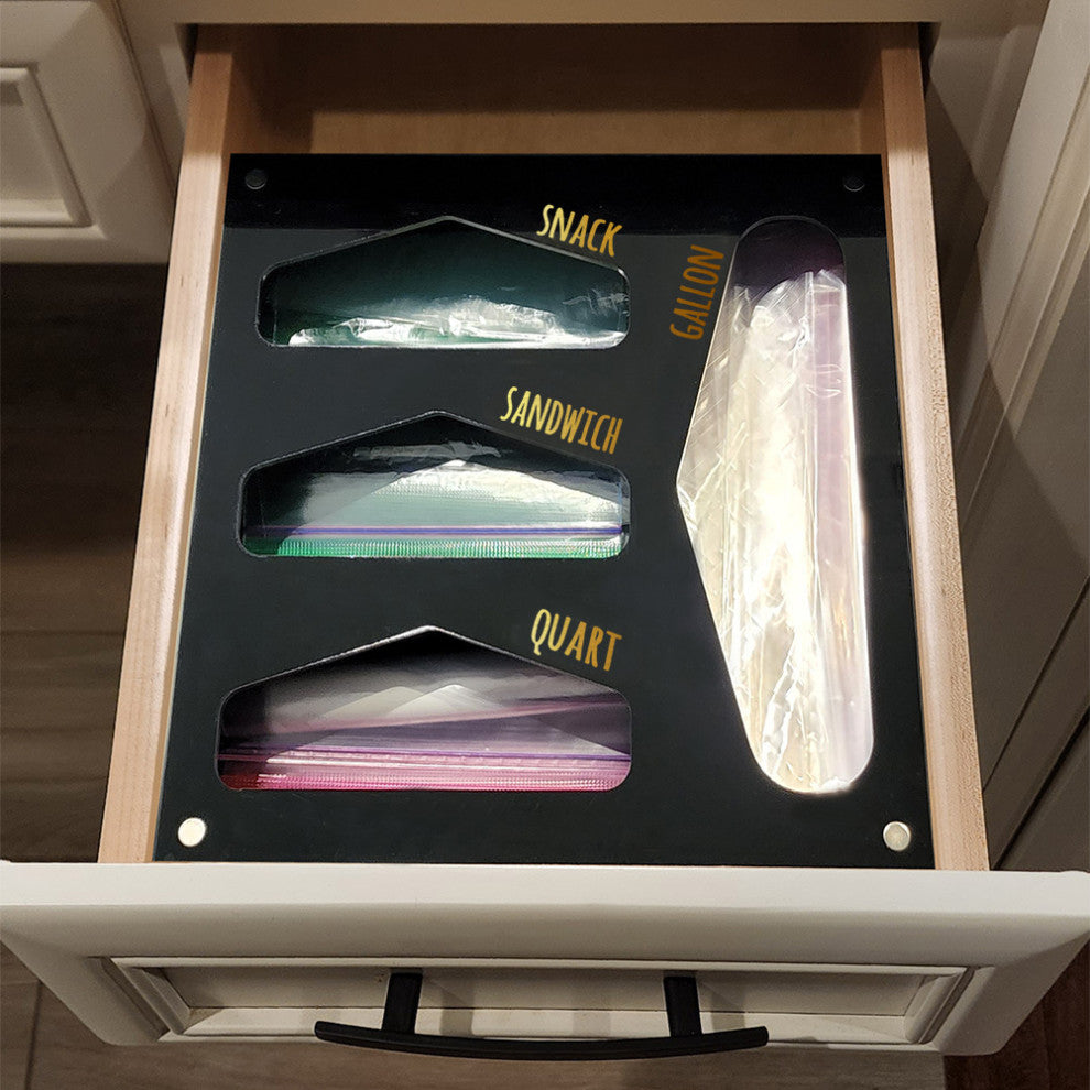 OnDisplay Luxe Acrylic Kitchen Drawer Zip Food Storage Bag Organizer - Food Bag